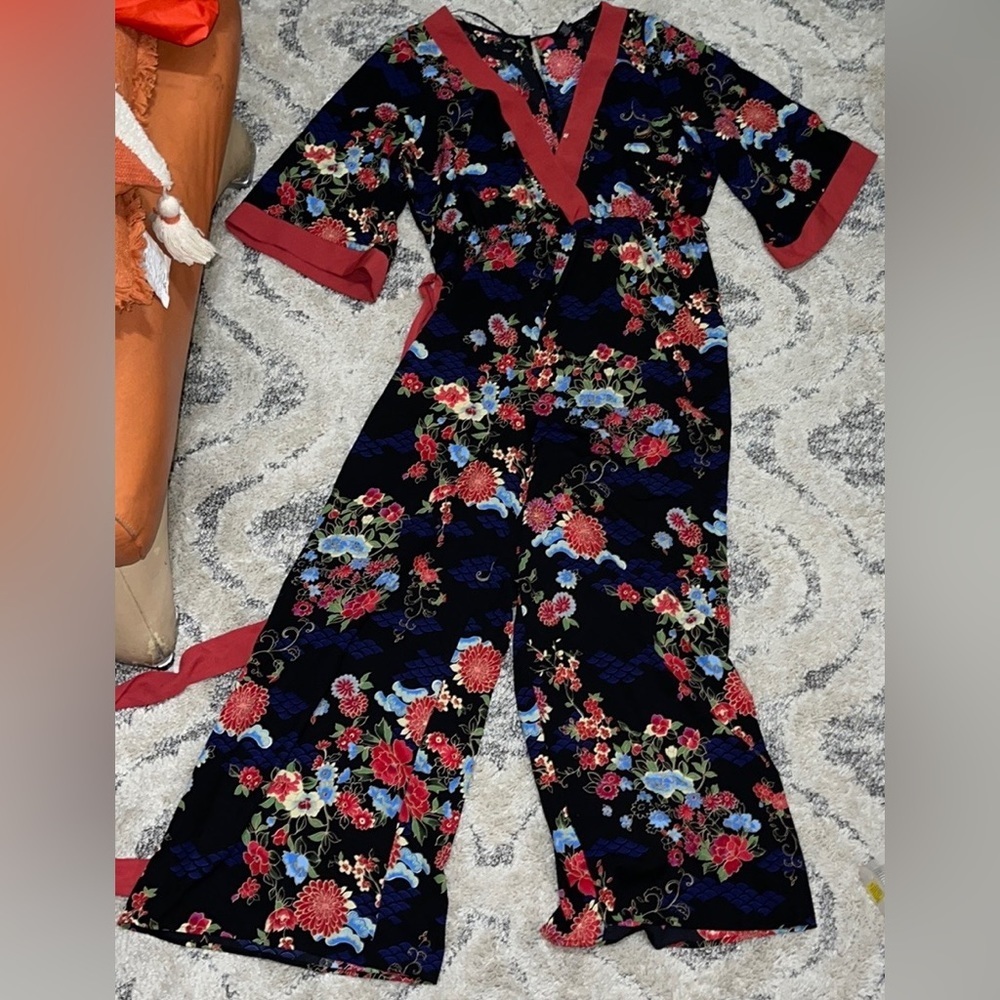 Floral Boho Kimono Style Plus Size Jumpsuit by Forever 21+